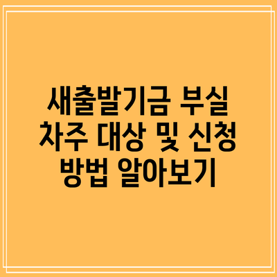 새출발기금 부실 차주 대상 및 신청 방법 알아보기