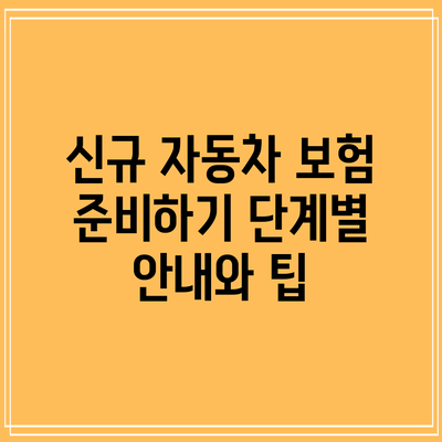 신규 자동차 보험 준비하기: 단계별 안내와 팁
