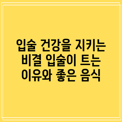 입술 건강을 지키는 비결: 입술이 트는 이유와 좋은 음식