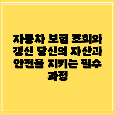자동차 보험 조회와 갱신: 당신의 자산과 안전을 지키는 필수 과정