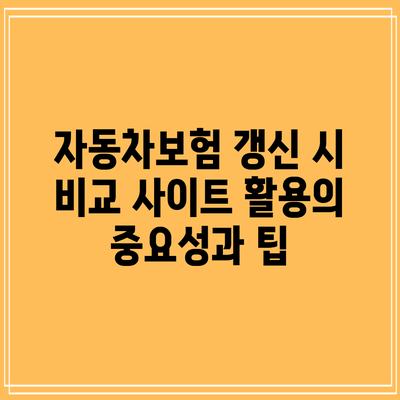 자동차보험 갱신 시 비교 사이트 활용의 중요성과 팁