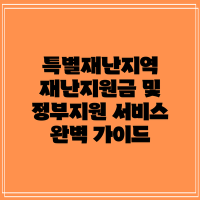 특별재난지역 재난지원금 및 정부지원 서비스 완벽 가이드