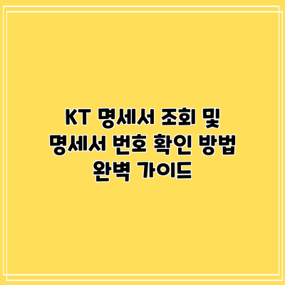 KT 명세서 조회 및 명세서 번호 확인 방법 완벽 가이드
