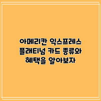 아메리칸 익스프레스 플래티넘 카드: 종류와 혜택을 알아보자