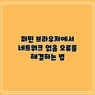 퍼핀 브라우저에서 "네트워크 없음" 오류를 해결하는 법