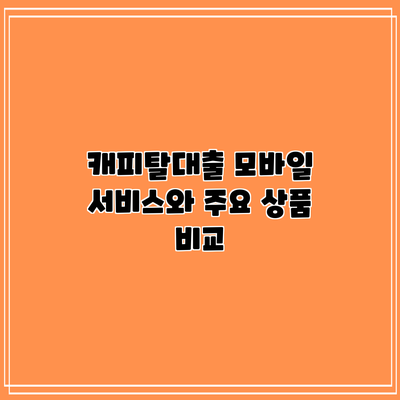 캐피탈대출 모바일 서비스와 주요 상품 비교