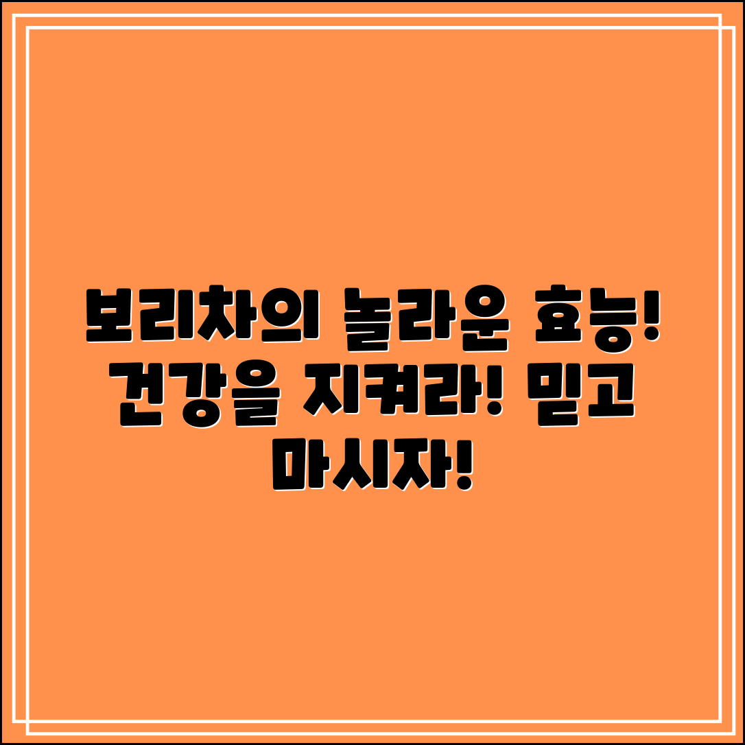 믿을 수 없는 보리차 효능으로 건강 지키기!