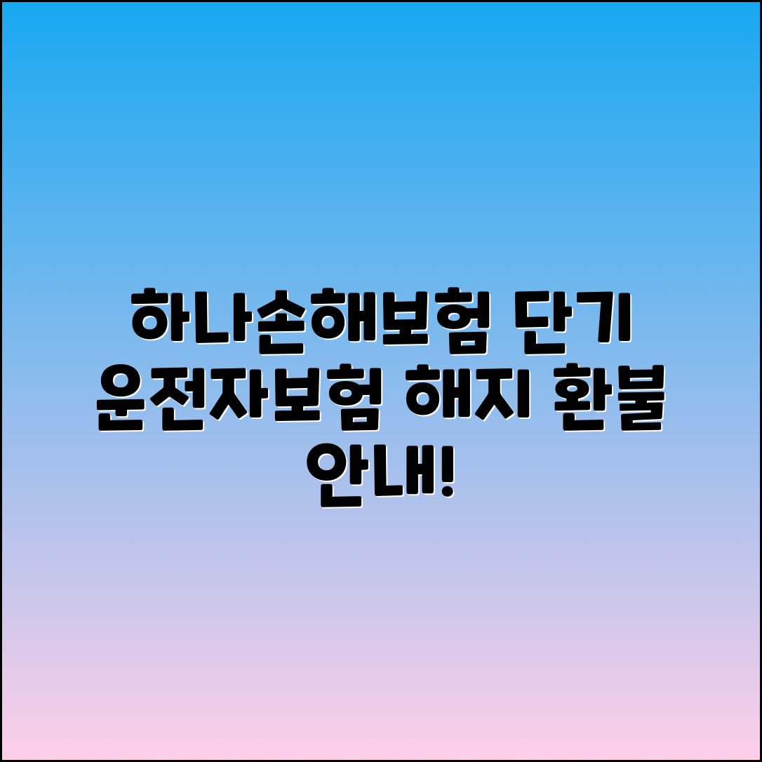 하나손해보험 단기 운전자보험 해지 절차와 환불 안내
